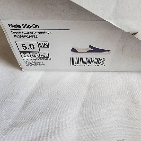 Vans Skate Slip On Dress Blues Turtledove Size Men's 5 Women's 7 - Picture 13 of 13